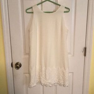Off white crochet trimmed shift dress